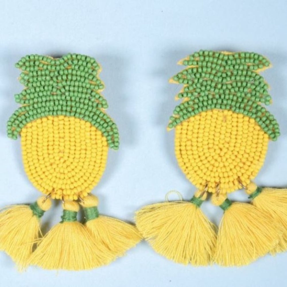 PINEAPPLE BEADED EARRINGS!!PINEAPPLE BEADED EARRIN - Picture 3 of 3